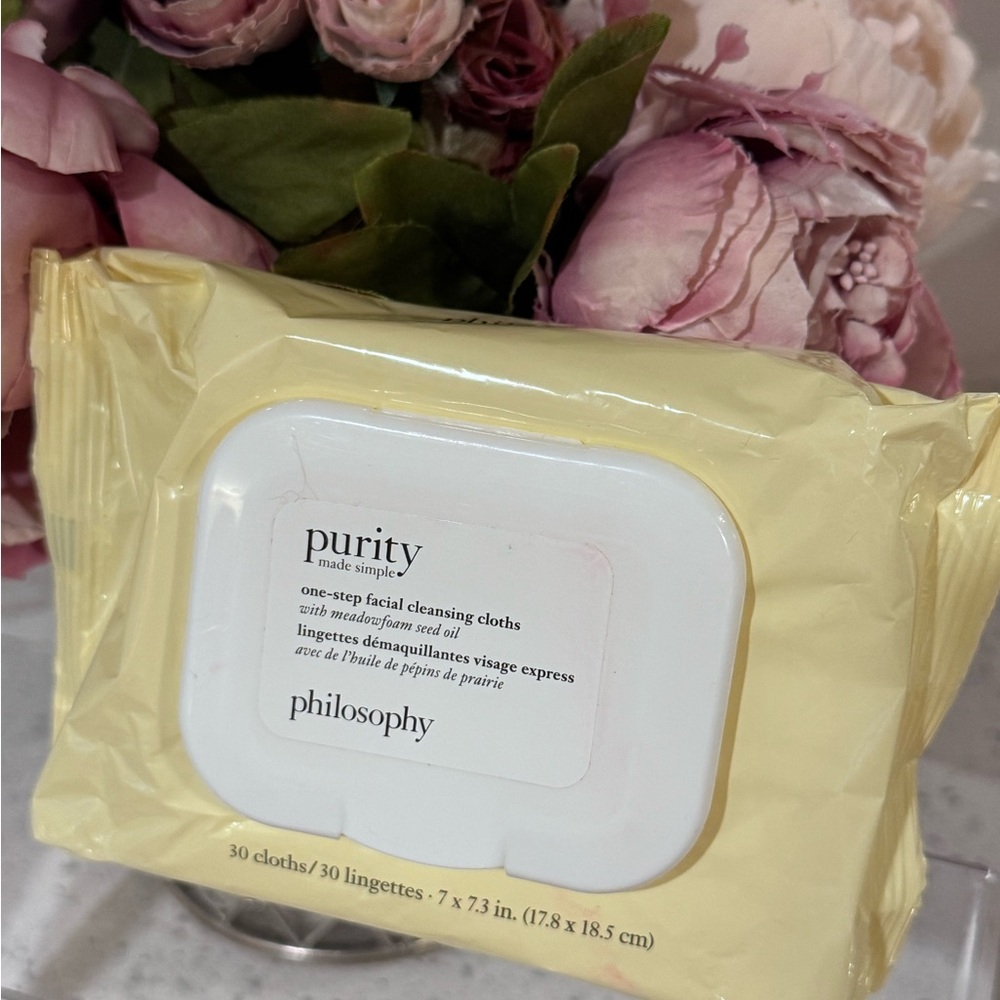 Purity made simple~ one step facial cleansing cloth with meadow foam seed oil~